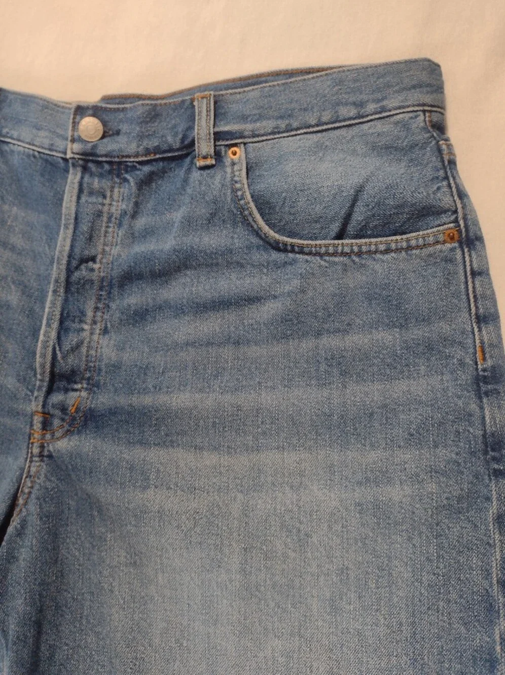 Madewell Button Long Fly Baggy Cuffed Jean Shorts Mifflin Wash Size 33